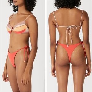 Zulu & Zephyr Stripe Tie Balconette Bikini & Chili Curve Tie Thong Brief…